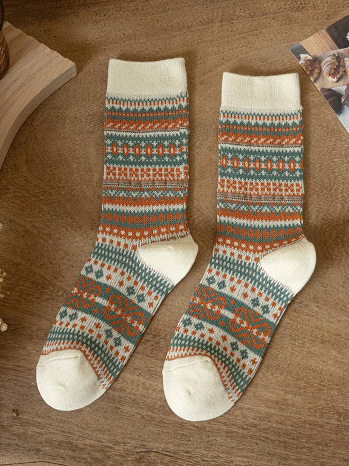 Funkyrel® Atzbranding Limited - Vente Chaussettes – femme - Chaussettes d'automne-hiver à motif géométrique10