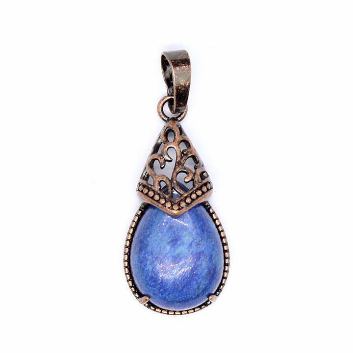 Mio Queena - Wholesale Individual Charm/Pendant - Drop-shaped Natural Stone Bronze Charms (Single Pendant) -CS1