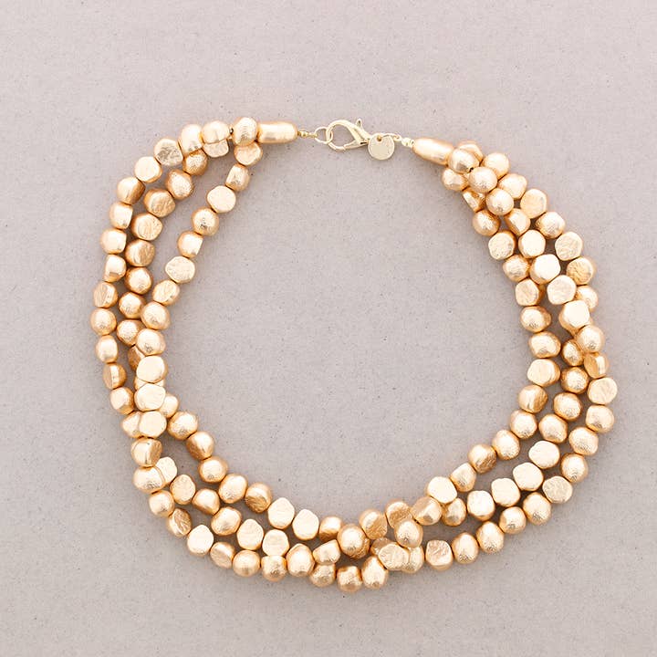 goud Nacar imitatie halsketting met drie kralen voor groothandel op Faire