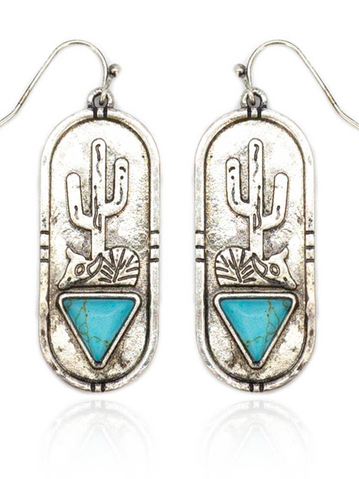 Cactus Texture Oval Shape Earrings for wholesale by Suzie Q USA