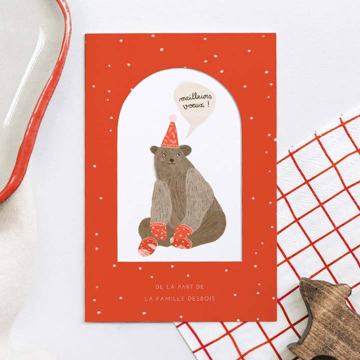 Lykønskningskort med vindue - Lille bjørn for engroshandel hos Cotton Bird