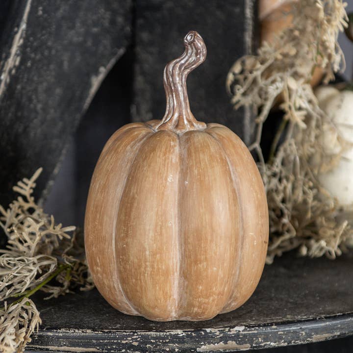 18,42 cm KÜRBIS AUS HELLBRAUNEM HARZ für den Großhandel von Ragon House