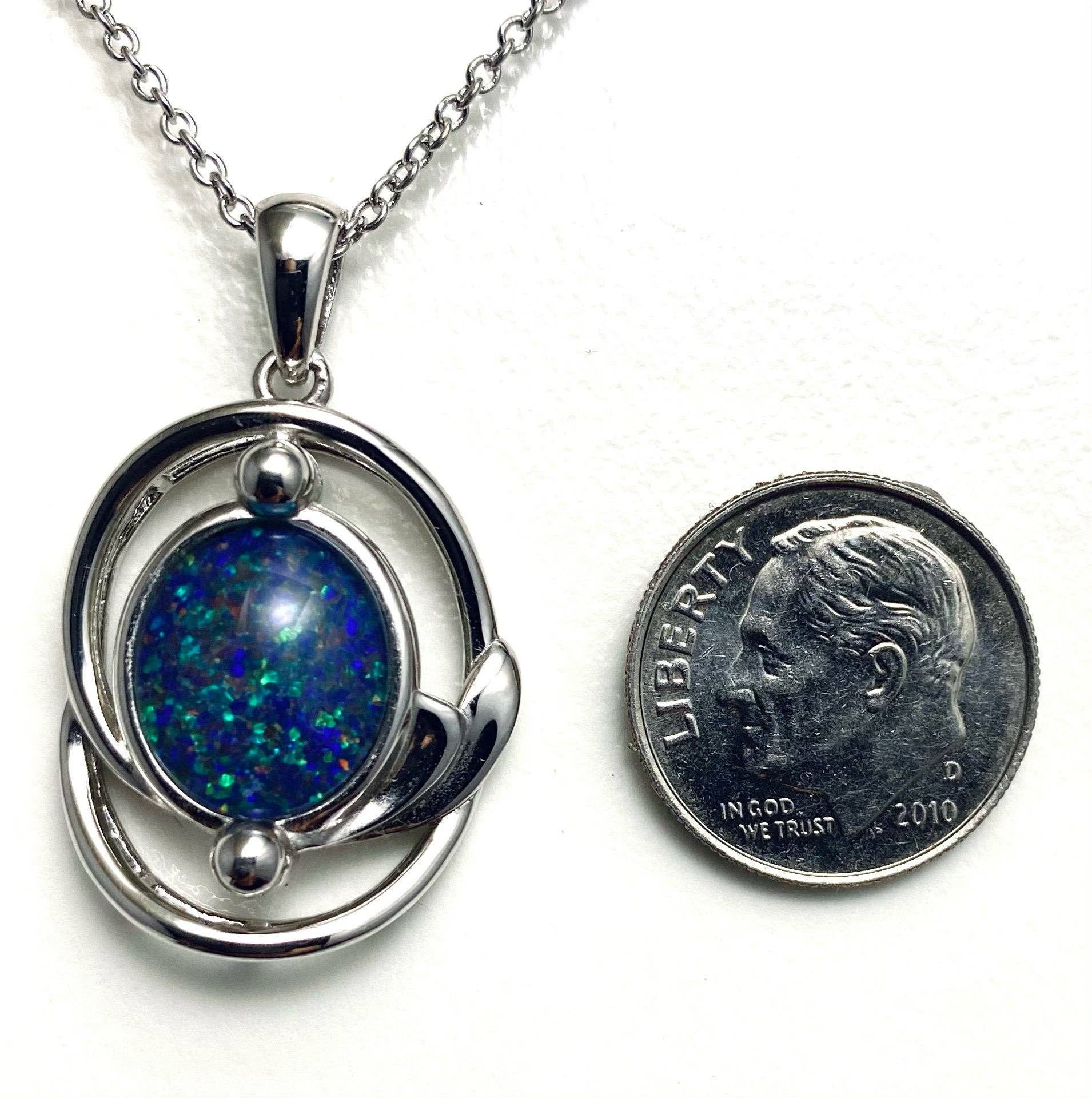 Twan Kee Jewelry - Wholesale Pendant/Charm Necklace - Contemporary Boulder Opal Oval Pendant in Sterling Silver1