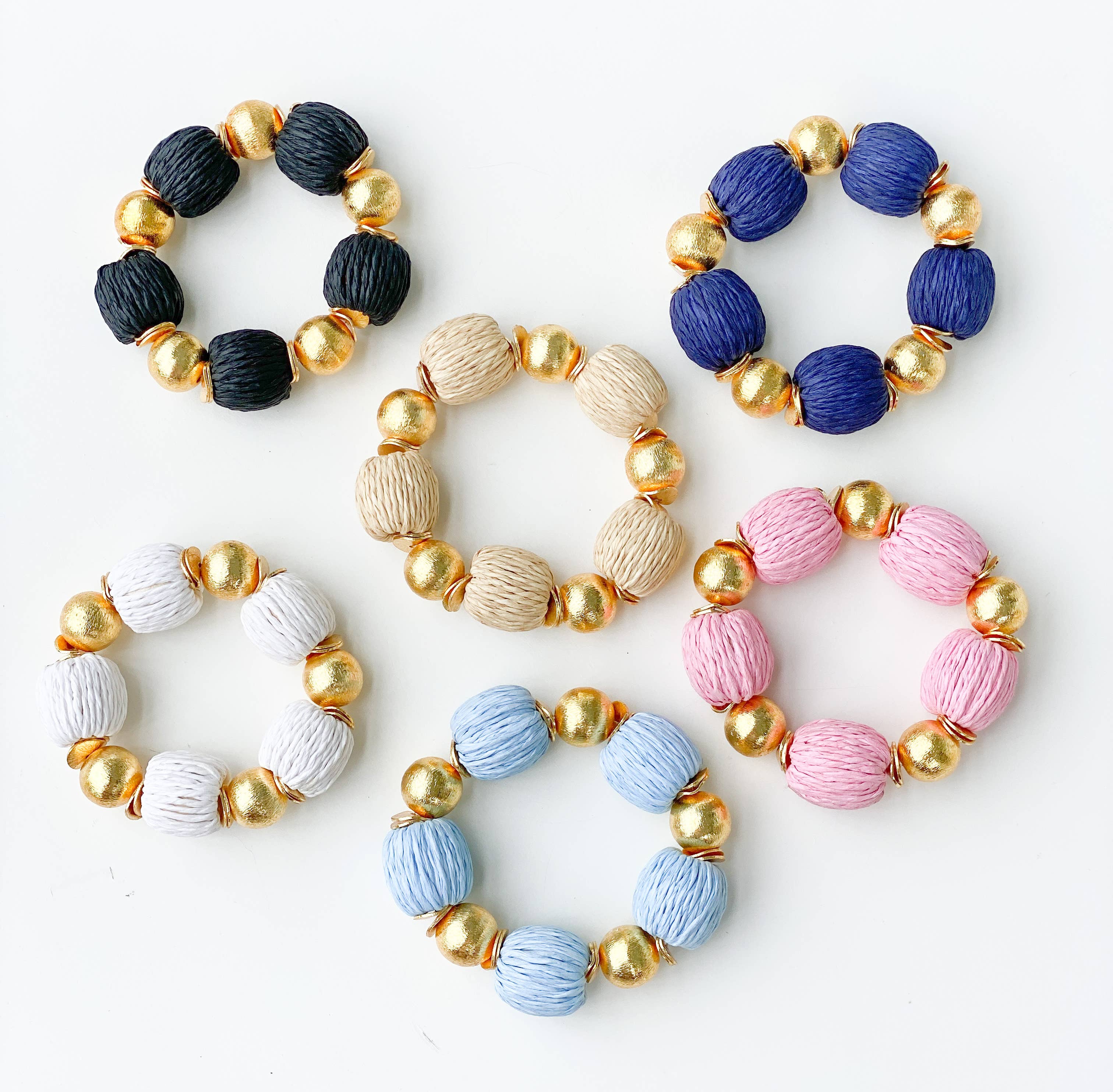 Gaby & Grace - Wholesale Beaded Bracelet - Candace Bracelet  Denim Raffia | 14mm2