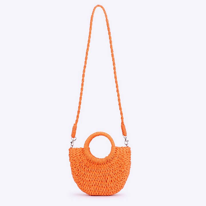 ACCITY - Wholesale Beach Bag - SOLID COLOR SEMI-CIRCLE HANDMADE STRAW BAG_CWAB46962