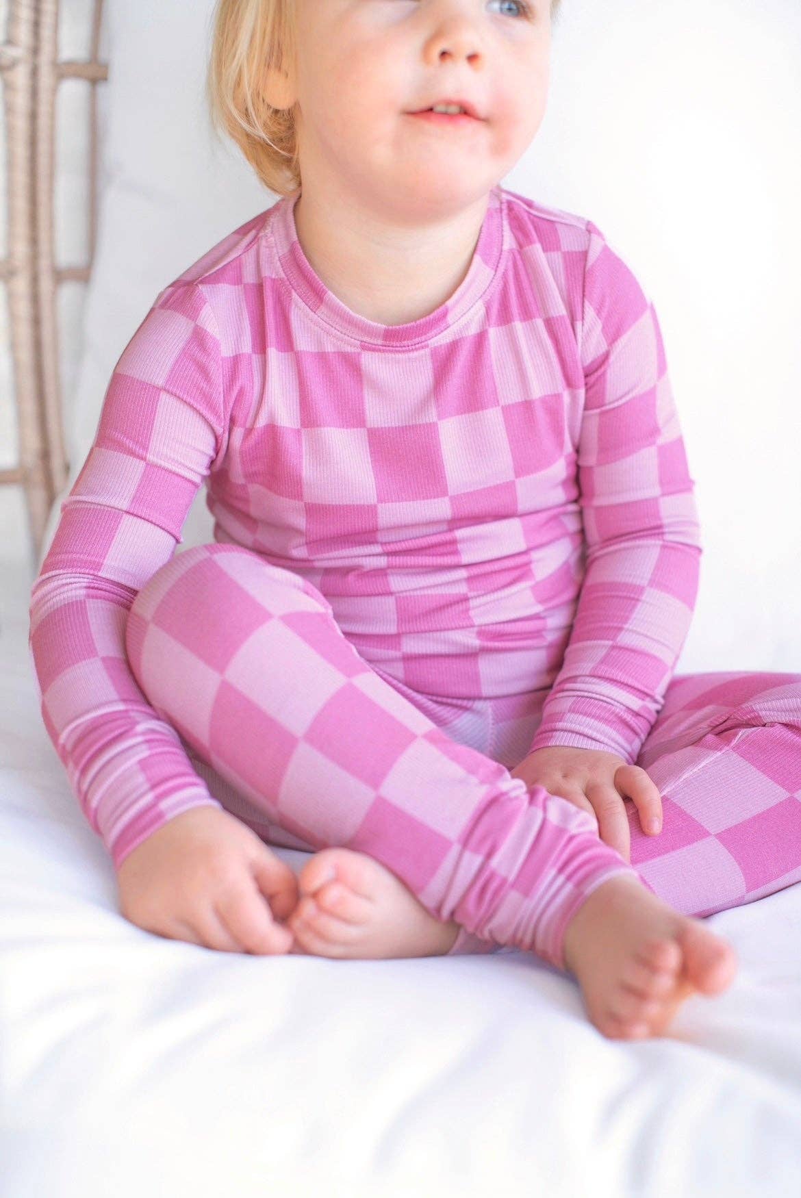 Belle & bros - Wholesale Lounge Set - Kids - PINK CHECK | TWO PIECE SET