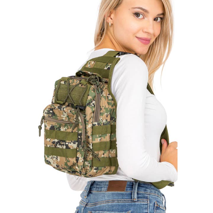 Cap Zone - Wholesale Crossbody Bag - Unisex - Digital Camo Tactical Heavy Duty Poly Sling Bag8
