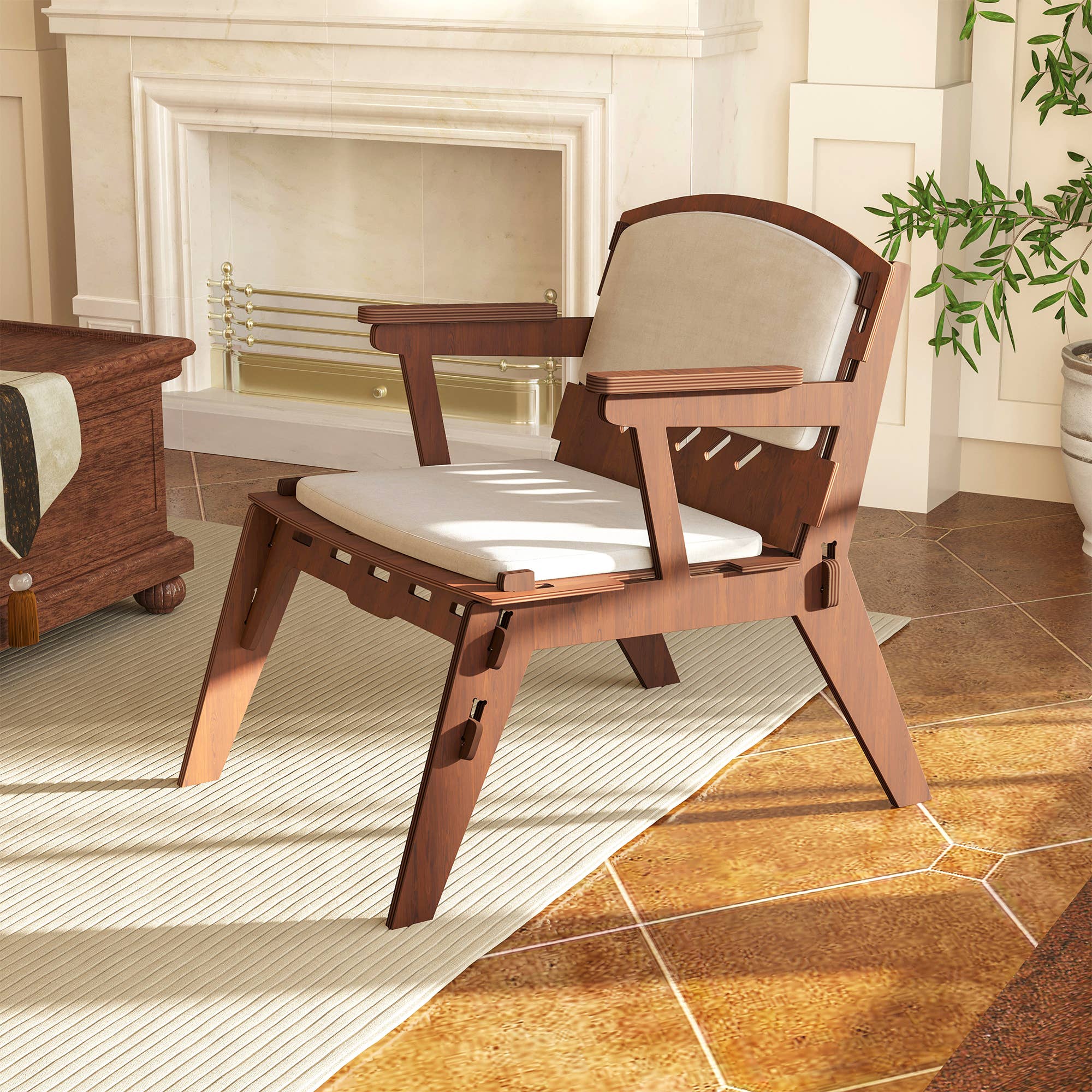 P | O Homeware - Wholesale Chair - Simple Walnut Look Accent Chair - Easy Assembly for Fun0