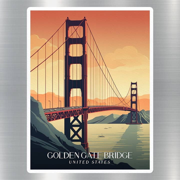 Vintage Golden Gate Bridge Travel Sticker for wholesale by GraffMerch.com