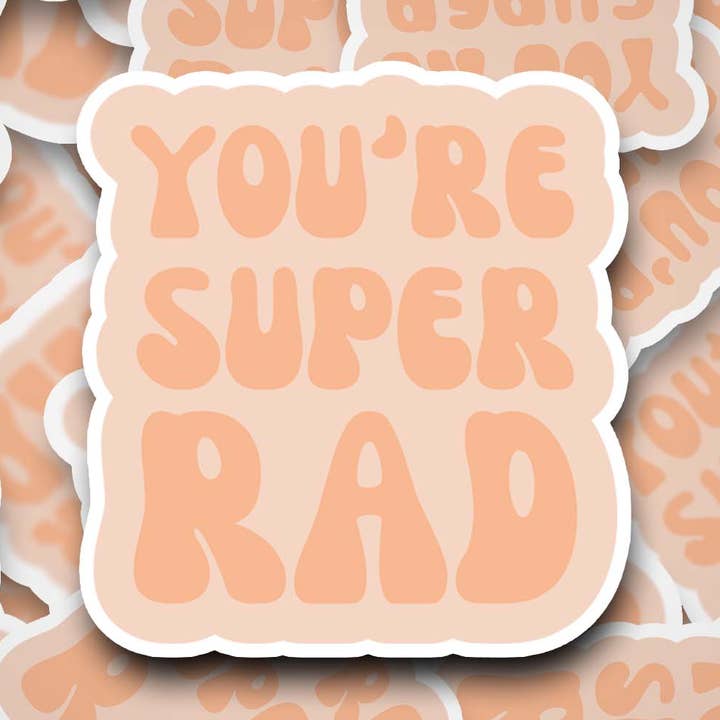 Du er Super Rad 2" vandtæt klistermærke fersken for engroshandel hos Hello Soulshine