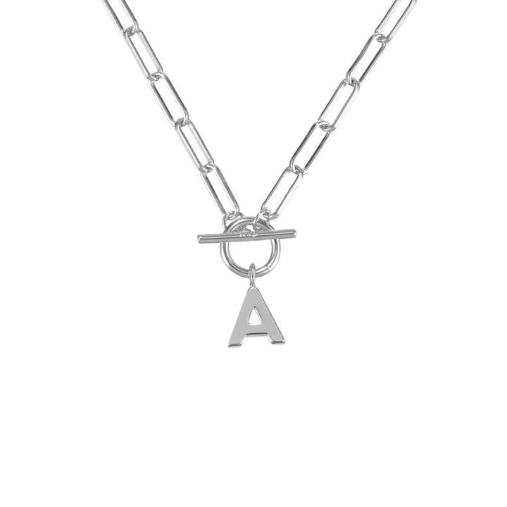 Natalie Wood Designs - Wholesale Pendant/Charm Necklace - Toggle Initial Necklace Pre-Pack, Silver4