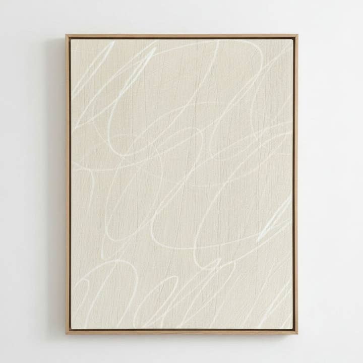 Gestural Marks in Linen by DSCVR Art Framed Canvas Wall Art for wholesale by Art Collectiv
