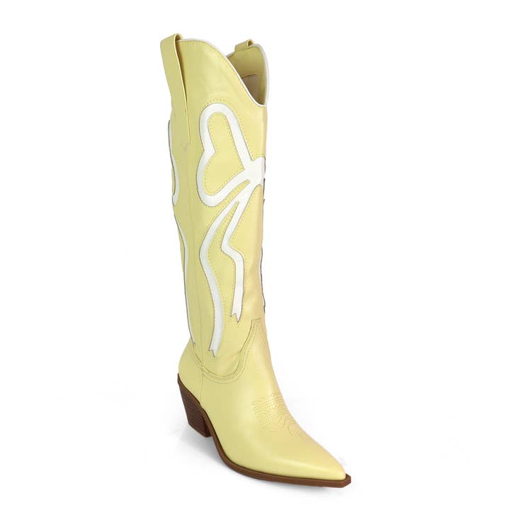 TRUETT-1 VÄSTERN COWBOY BOOTIE MED ROSETTDETALJ SMÖR för wholesale av Liliana Shoes