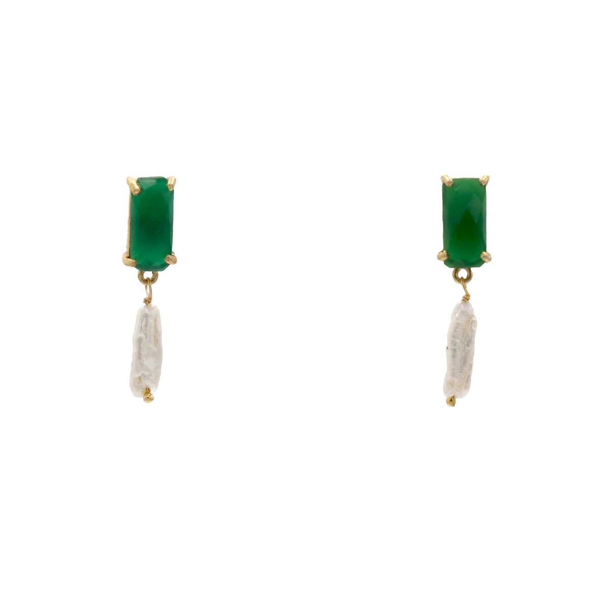 ACUS - Wholesale Dangle Earrings - Dark Green Onyx and Pearl Earrings0