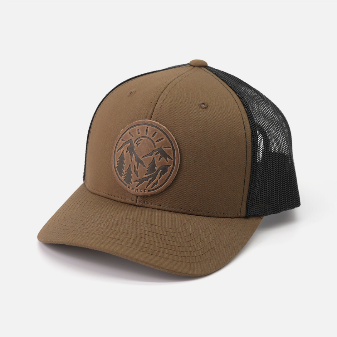 Range Leather Co. - Vente Casquette de camionneur – unisexe - Chapeau vintage Sunrise | Casquette de camionneur à patch en cuir7