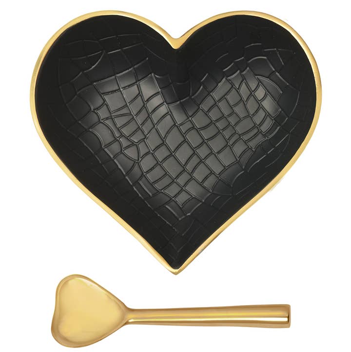 Corazón Feliz Croco Negro y Dorado con Cuchara de Corazón Dorada para venta al por mayor de Inspired Generations