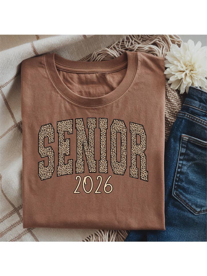 Southern Attitude Designs Inc - Wholesale T-Shirt (Graphic) - Women's - Senior 2026 LEOPARD Letters Graphic T-Shirt