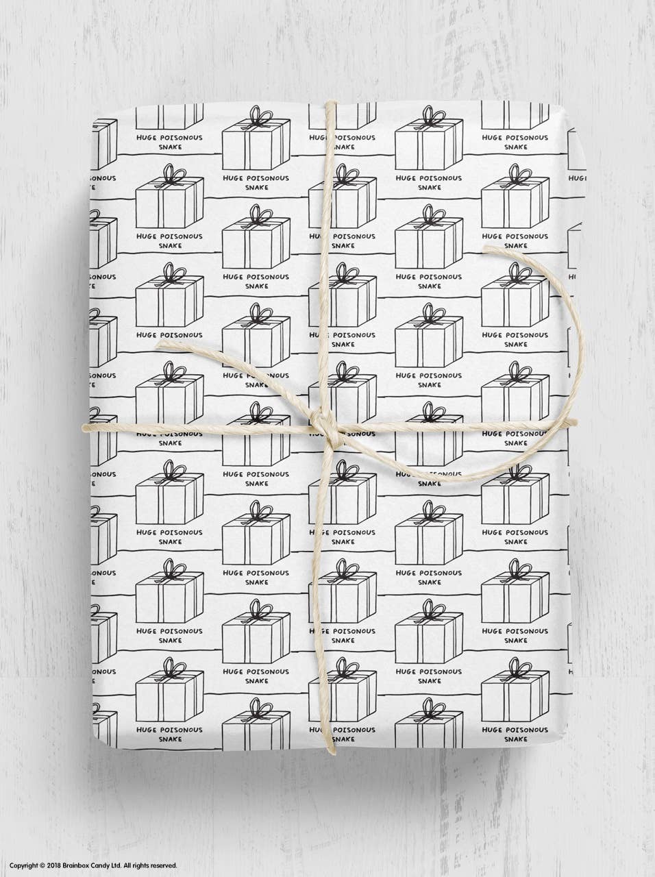 David Shrigley x Brainbox Candy – wholesale Omslagspapper – Roligt Presentpapper - Giftig Orm - Paket med 2 Vikta Ark2