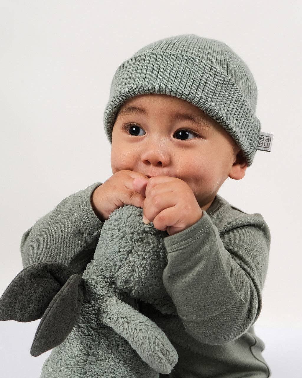 Babu - Wholesale Beanie - Kids - Merino Ribbed Beanie - Sage1