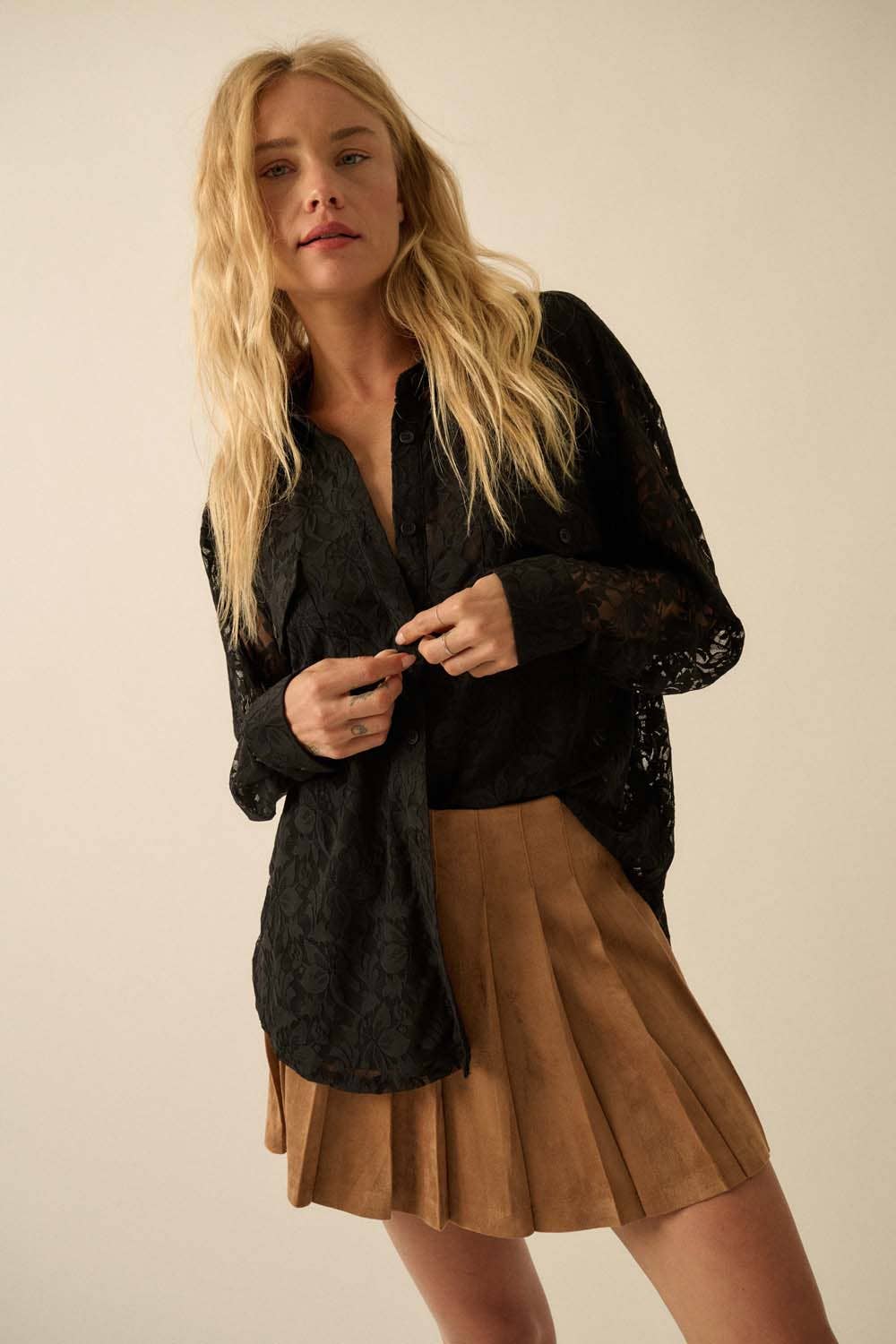 Promesa USA - Wholesale Skirt - Women's - Faux Suede Pleated Mini Skirt17