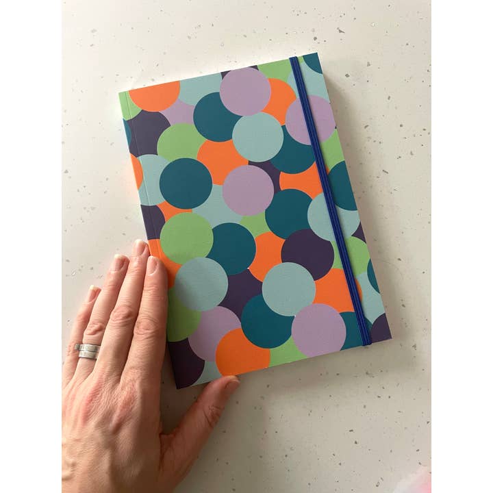 A5 Polka Dot Notebook (Dark Blue Elastic) for wholesale by Popsy & Plum