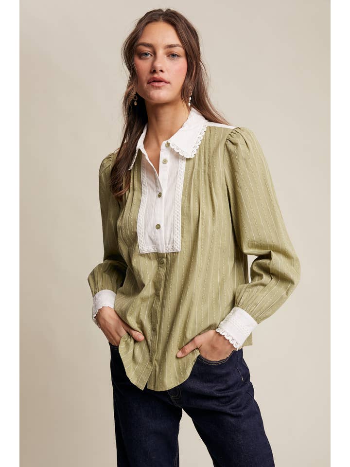 Listicle - Wholesale Buttoned-down shirt – Women's - Victorian Contrast Lace Blouse14