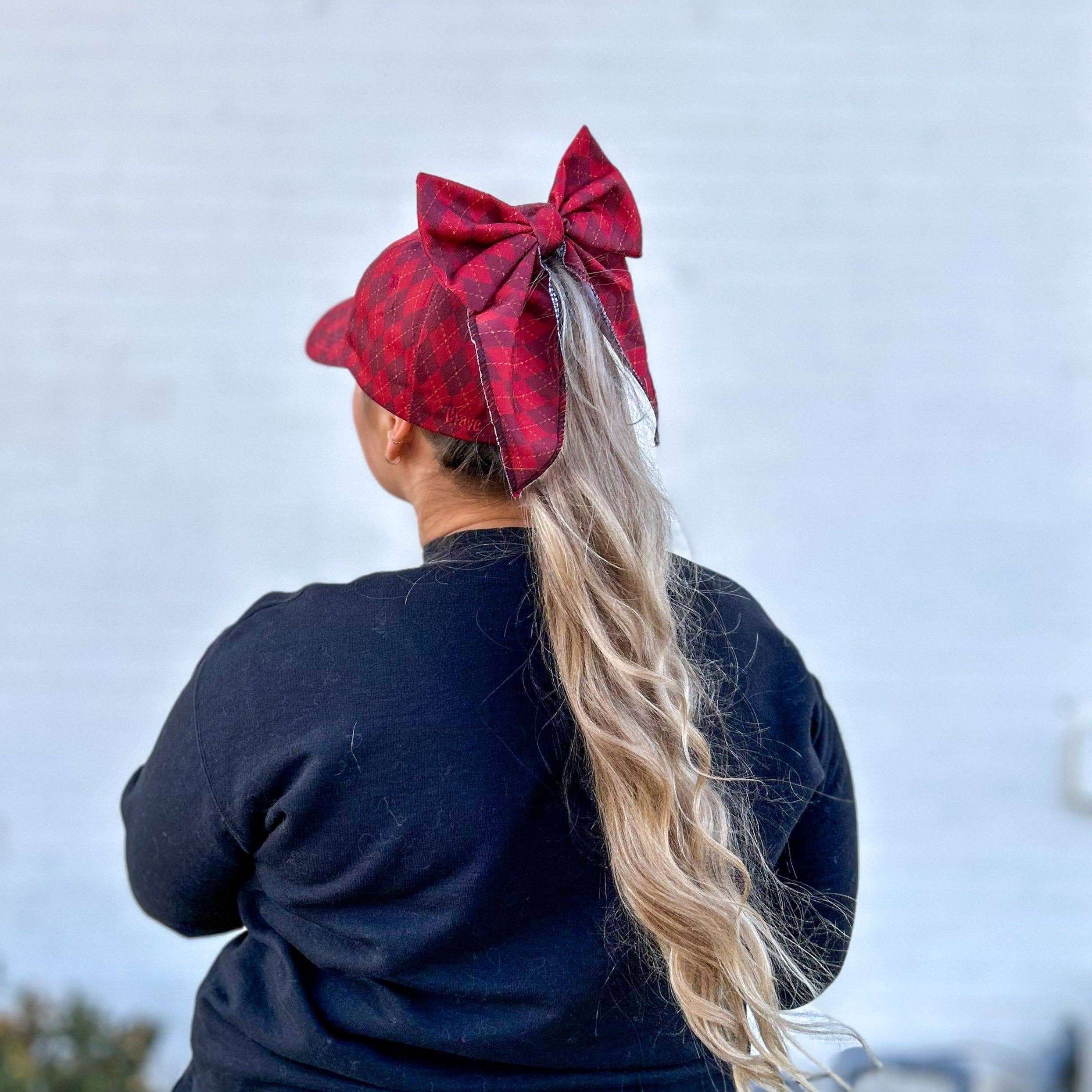 Red Sprite Hats - Wholesale Baseball Cap - Women's - Magical Baseball Caps + Detachable Bows, Hidden Ponytail Hat84