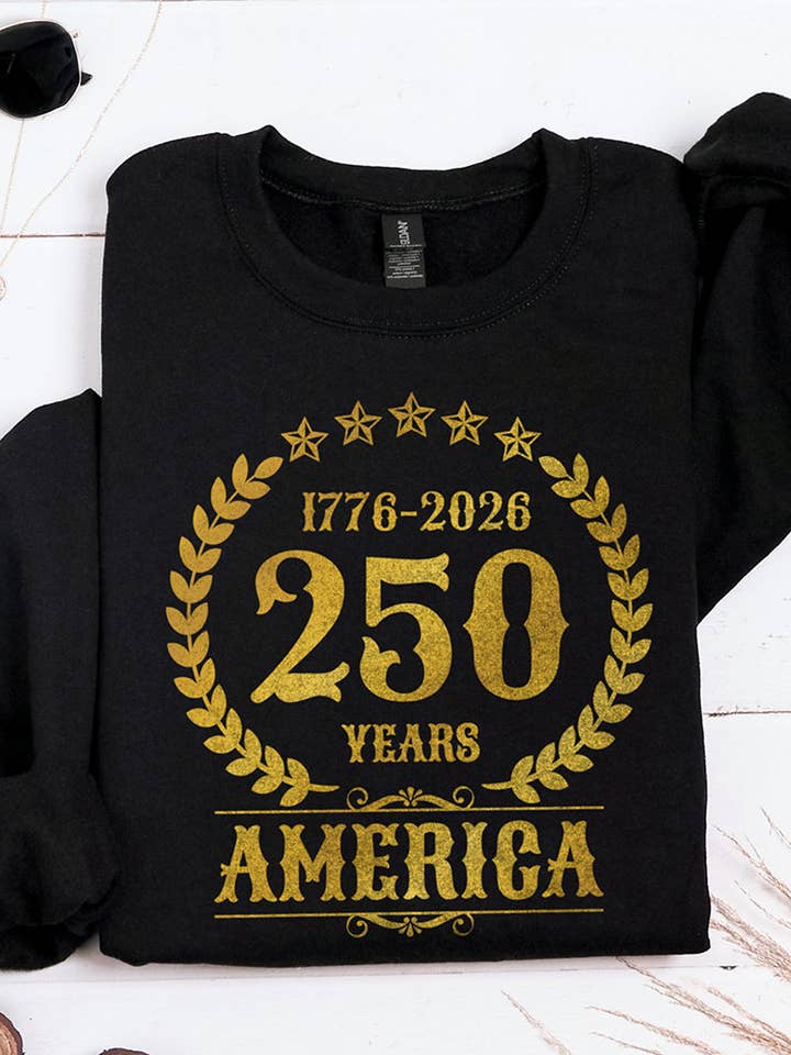 USA 250 Years Gold Crewneck Sweatshirt for wholesale by Country Girl Store