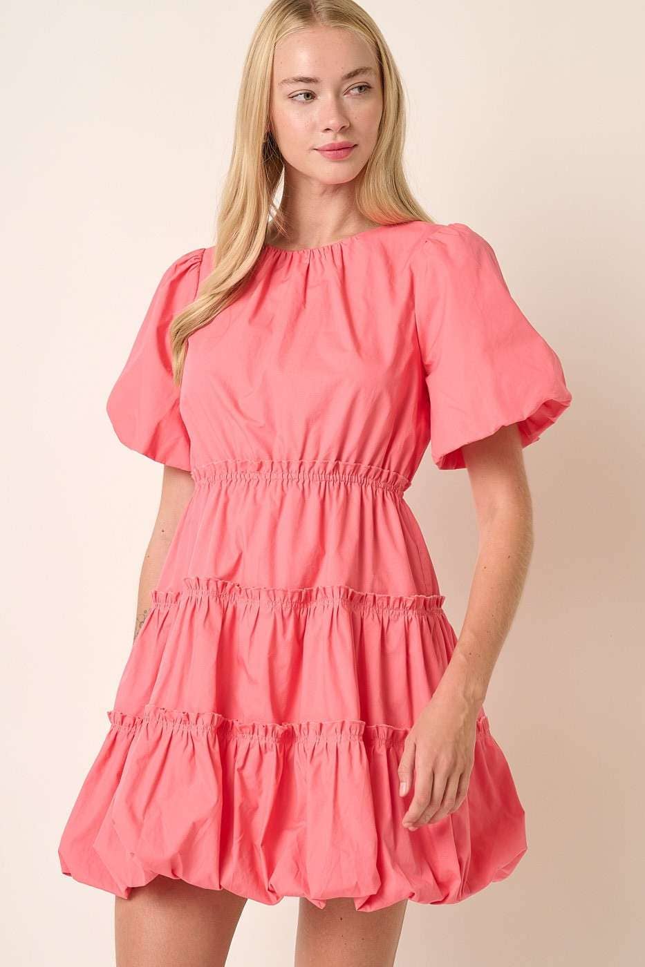 mittoshop - Wholesale Dress - Women's - BALLOON SLEEVE BUBBLE HEM MINI DRESS2