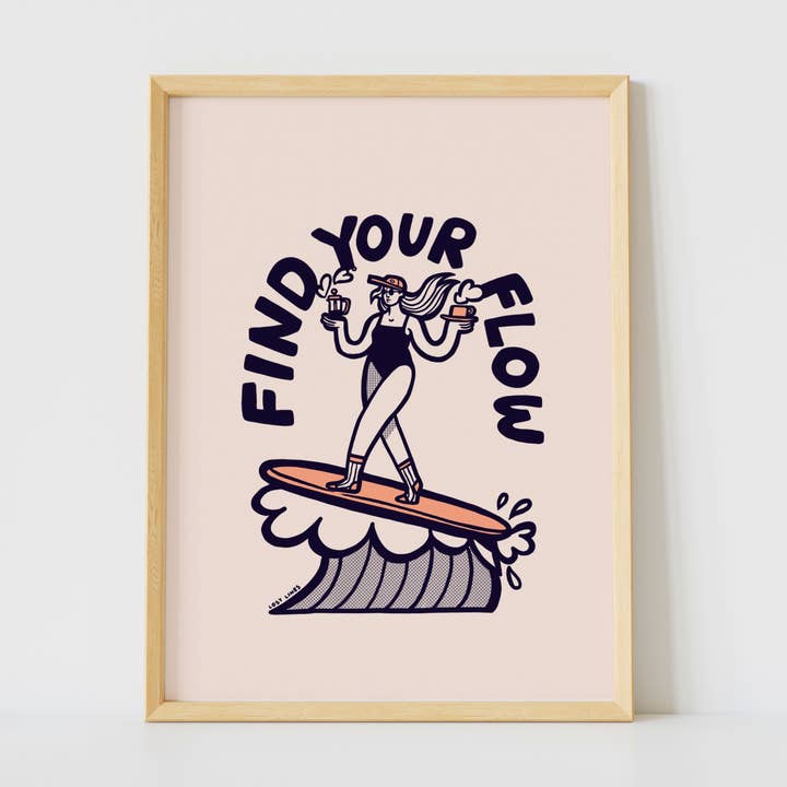 Find Your Flow | Art Print | Illustrated Print | Surf Art for wholesale by Lost Lines Studio
