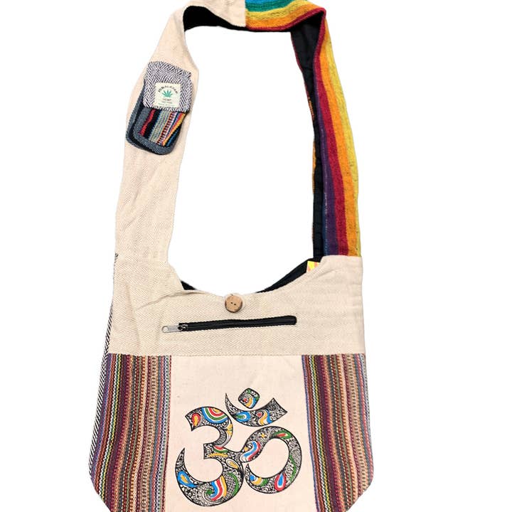 Rising International Inc - Wholesale Crossbody Bag - Women's - Cotton Hemp Om Print Bag K77