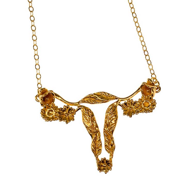 Amelia Ray Jewelry – Engroshandel Halskæde med vedhæng – Uterus vedhæng med blomster i 18kt guld eller massivt 925 sølv