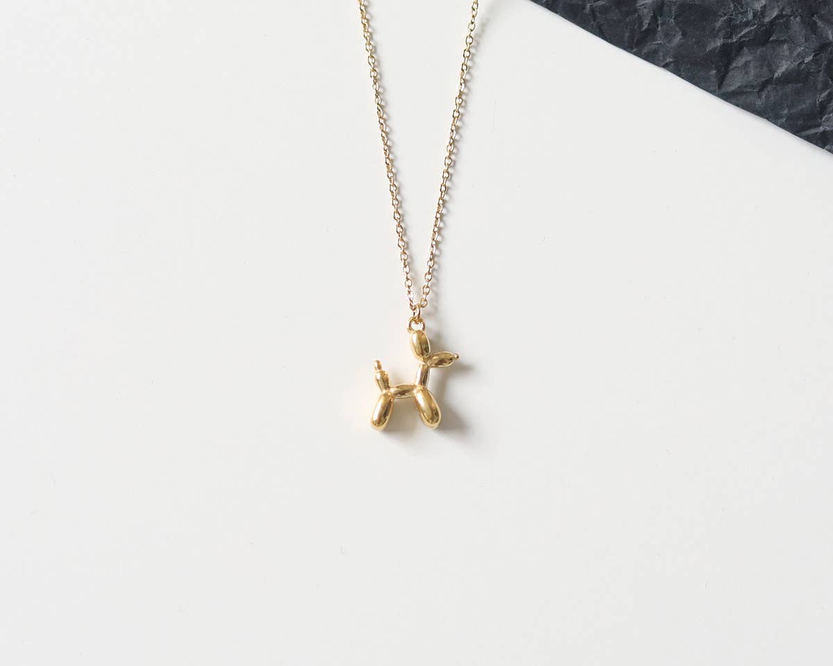 Melange Blanc - Wholesale Pendant/Charm Necklace - Camilie Balloon Puppy Dog Charm Necklace in gold & silver0