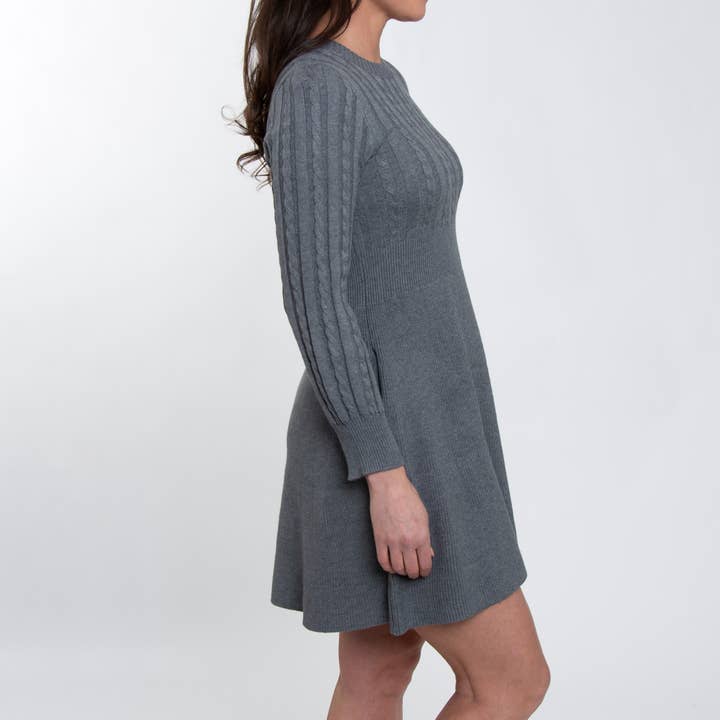 Elsie & Zoey - Wholesale Dress - Women's - Sheena Crew Neck Cable Knit Long Sleeve Sweater Dress6