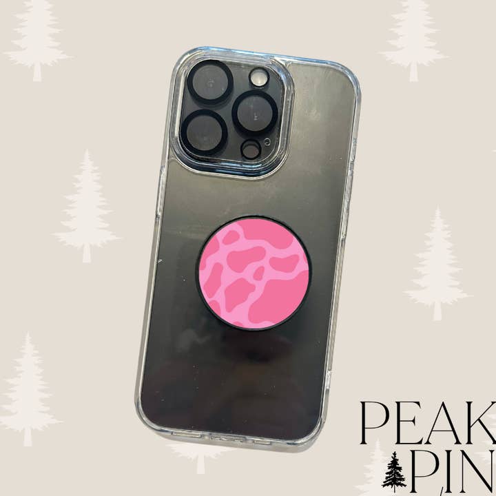 Cuir de vache rose - Support de téléphone pour la vente par Peak To Pine Designs