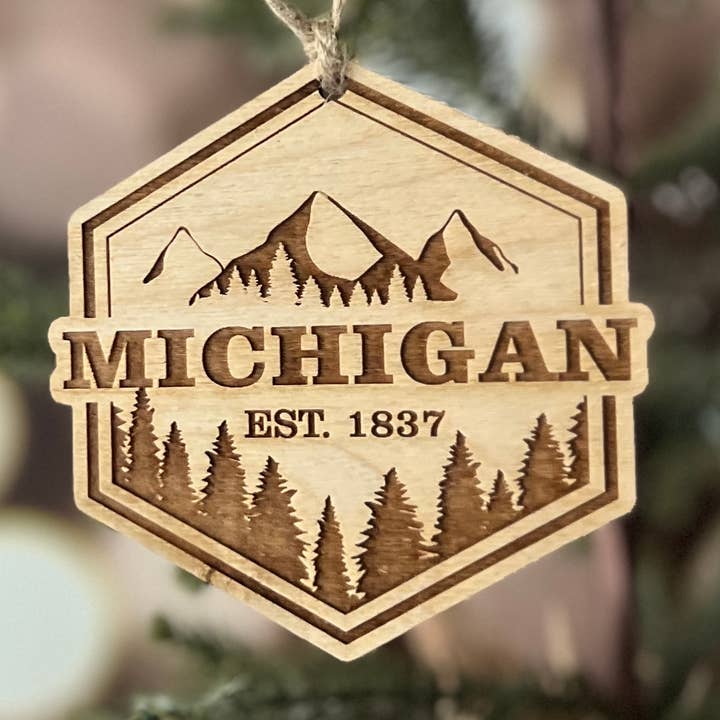 Michigan Est. 1837 Ornament for wholesale by Chamness' Crafty Corner