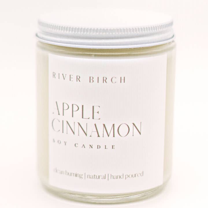 Cannella alla mela da 8,5 once - Vaso trasparente - Candela di soia per la vendita all'ingrosso da parte di River Birch Candles
