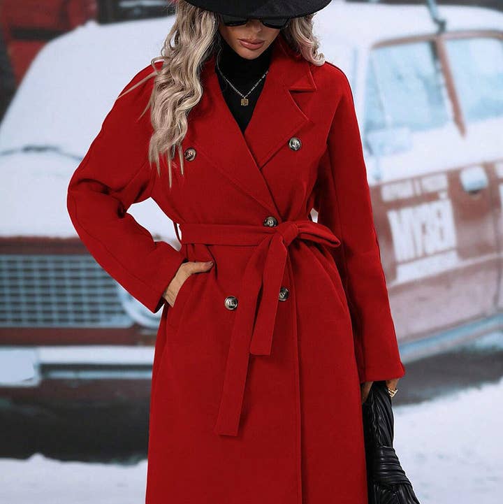 Dubbelknäppt trenchcoat med kavajslag för wholesale av Aria Romance