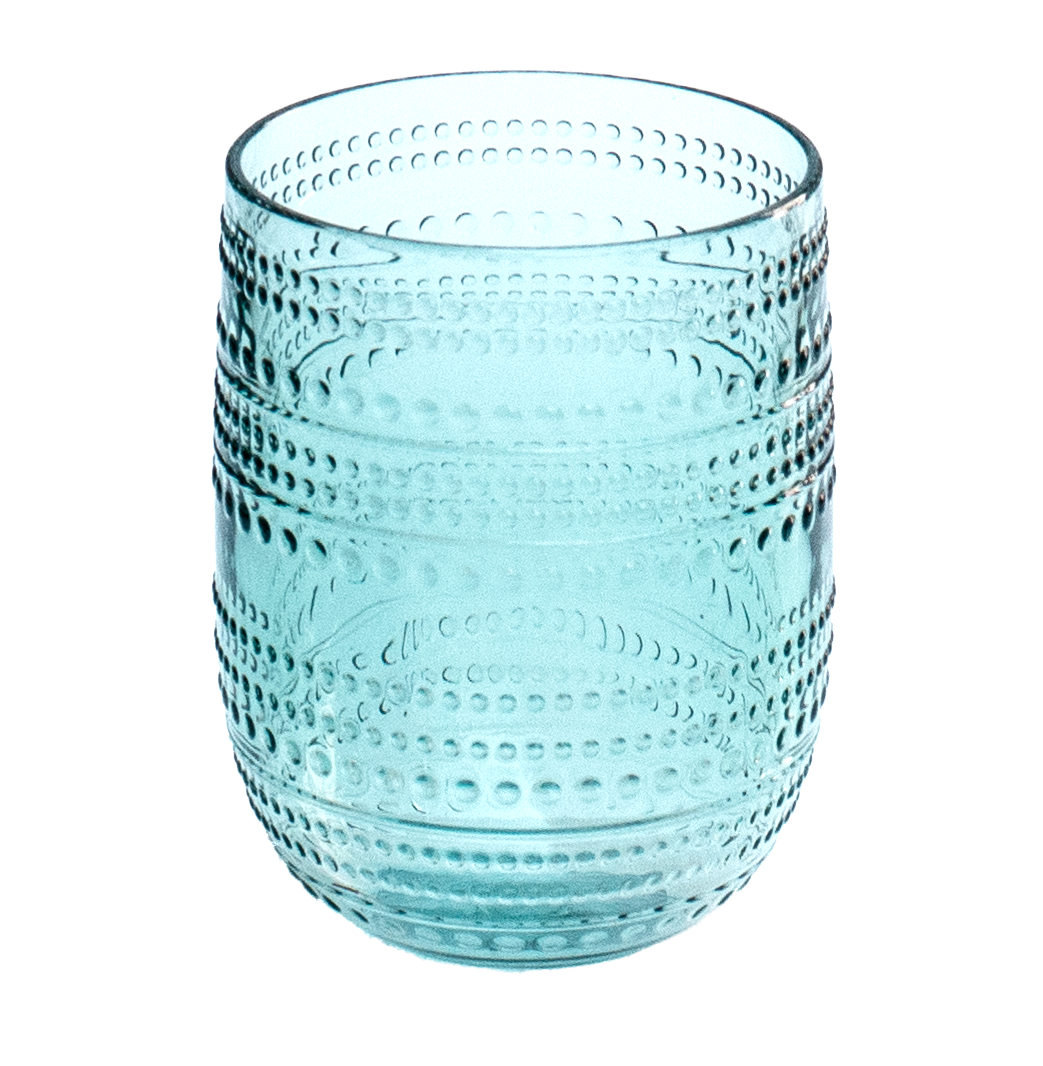 Abode Homewares by TarHong – wholesale Drinking glass/cup – Beaded Stemless Shatterproof Premium Plastic Drinkware Set4