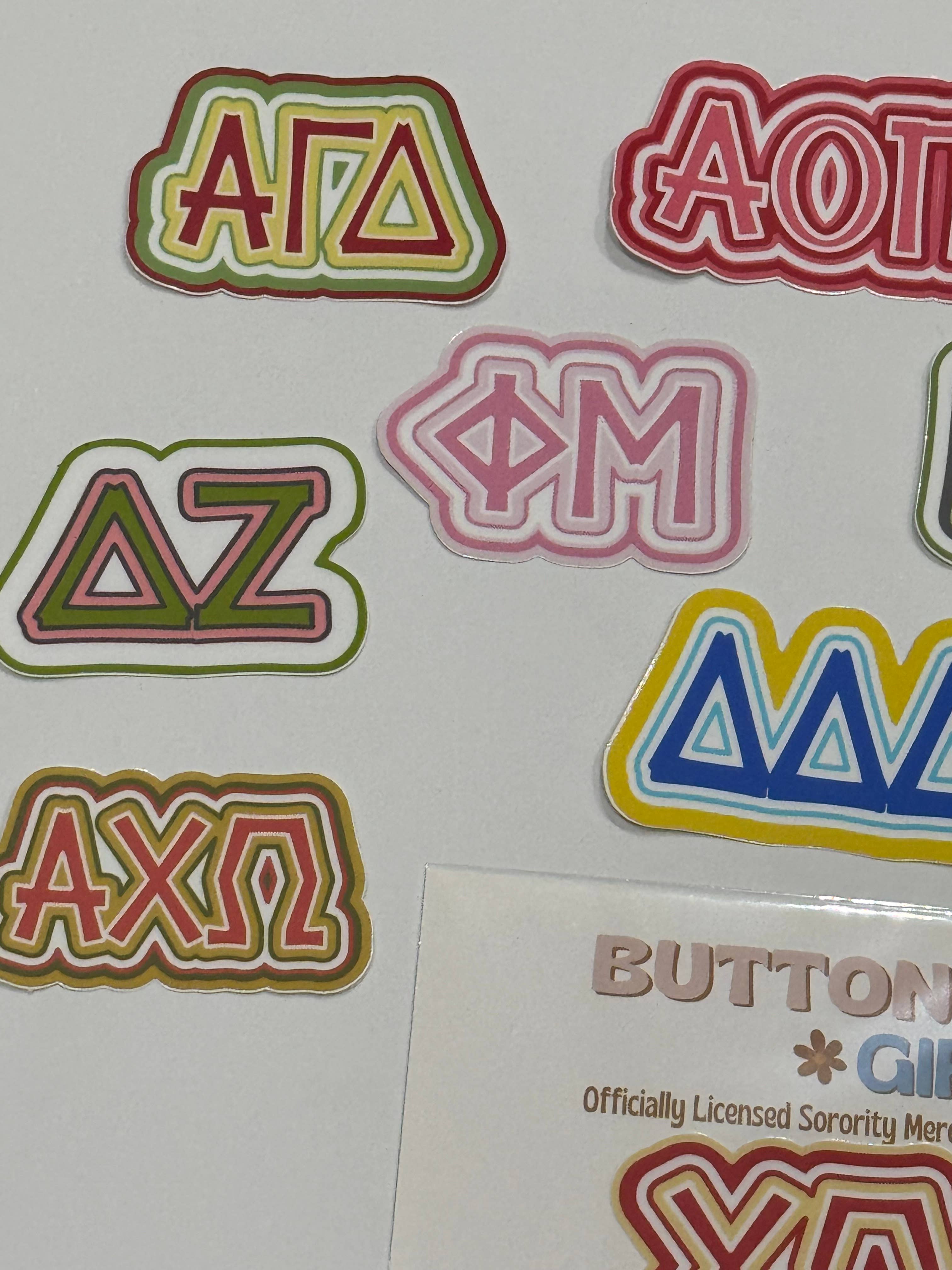 Buttongirl99 - Wholesale Phone & Laptop Stickers - Sorority Greek Letters Colorful Vinyl Decal 3