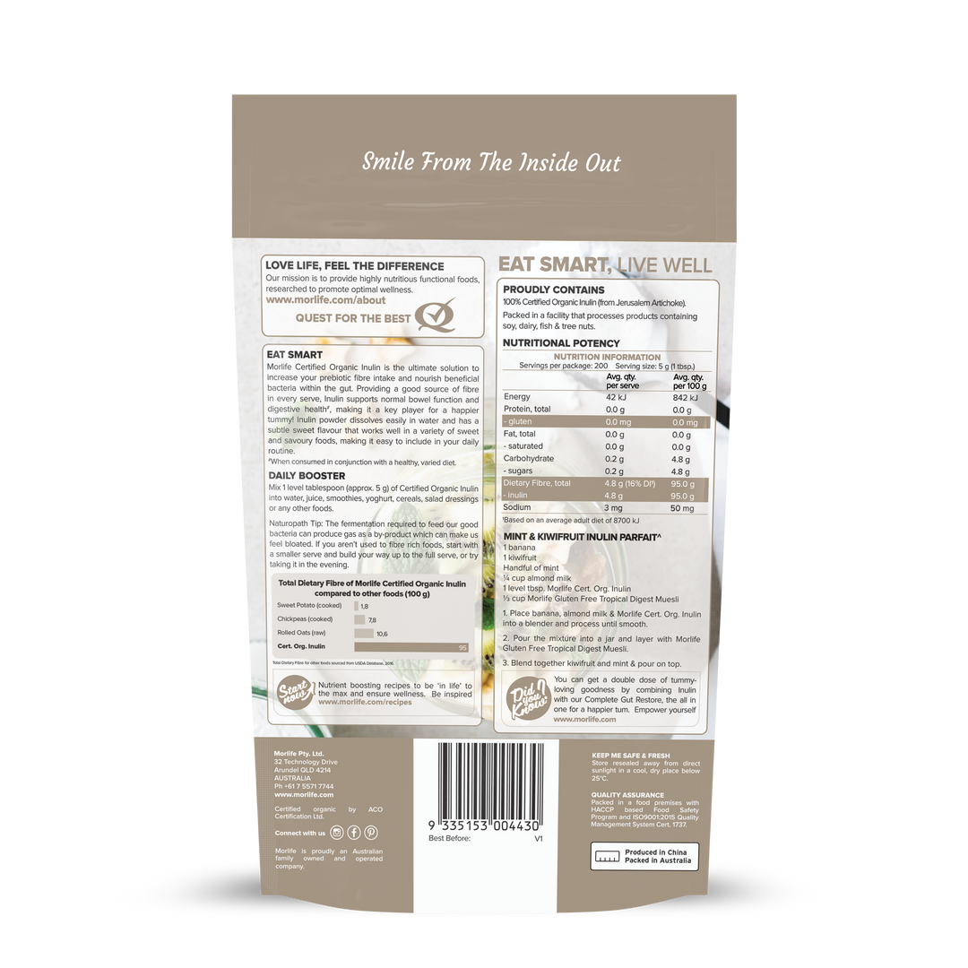 Morlife - Vente Poudres protéinées/superaliments - POUDRE D'INULINE CERTIFIÉE BIO 1KG1