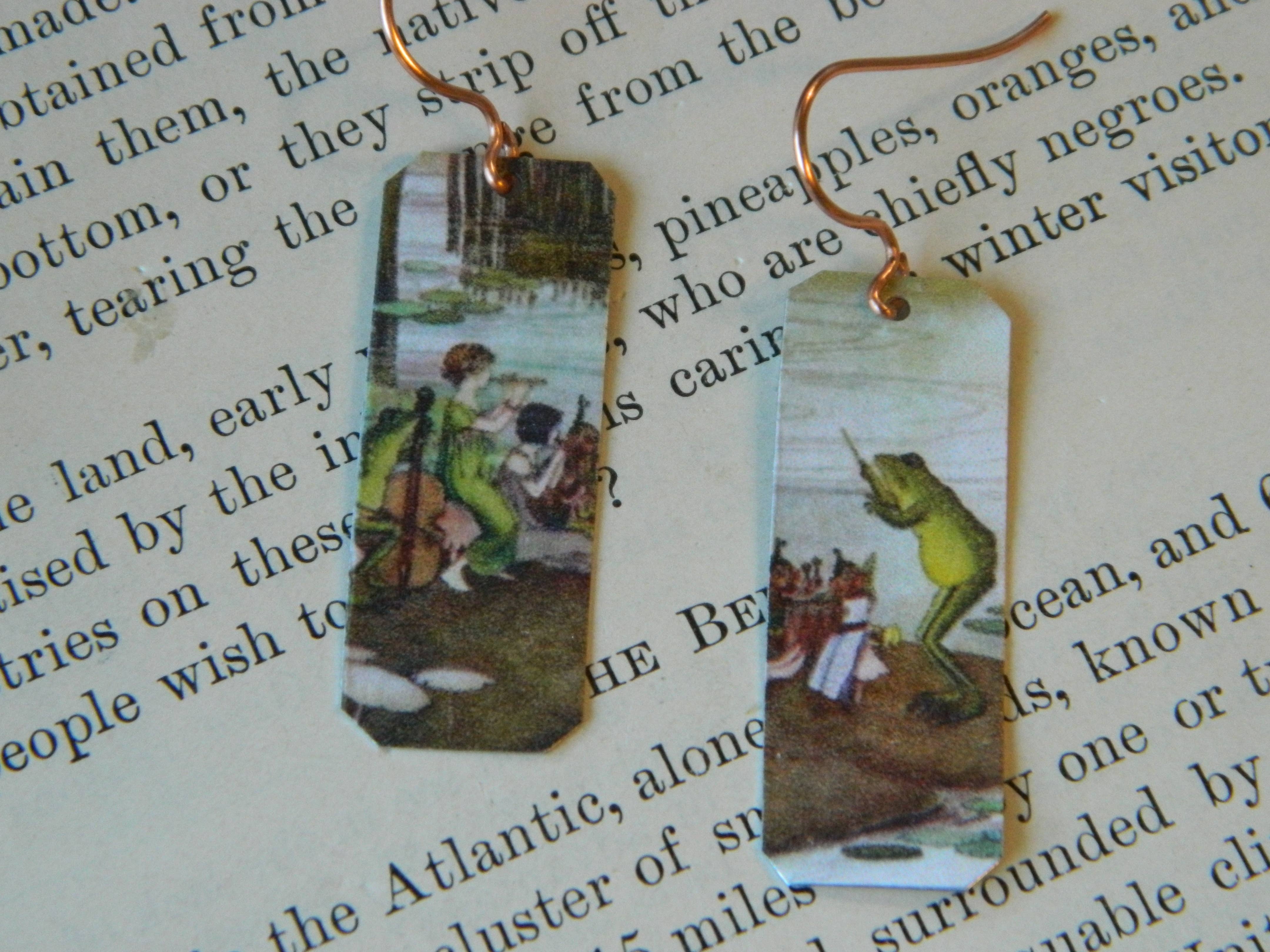 Sarah Wood Studio - Wholesale Dangle Earrings - Fairy Earrings Ida Outhwaite Frog Conducts the Orchestra0