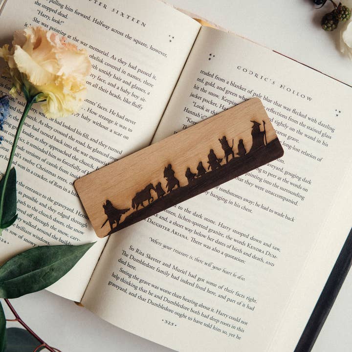 Emberglow Gaming - Wholesale Bookmark - Tolkien Fellowship Wooden Bookmark