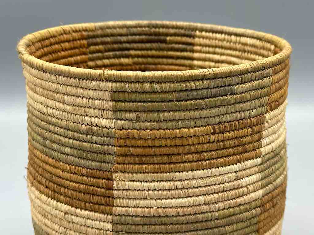 The Niger Bend - Wholesale Basket - Earth tone checkerboard cylinder tightest weave Batwa basket4