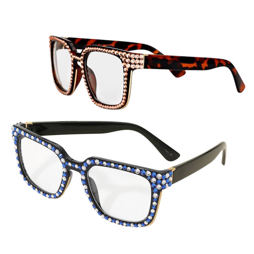 Sensibling Corp. - Wholesale Sunglasses - Women's - Crystal Embellished Clear Lens Wayfarer Sunglasses31