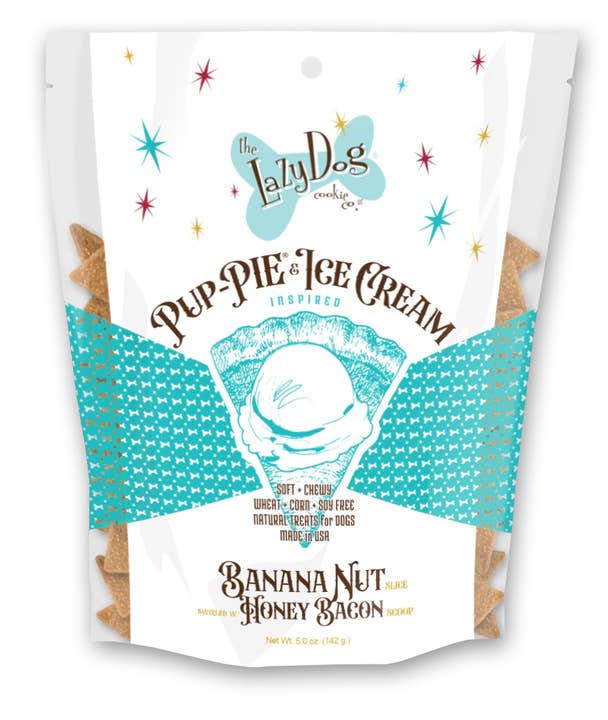 Lazy Dog Pup-PIE Slices Banana Nut w/ Honey & Bacon for wholesale by Pet Palette Distribution