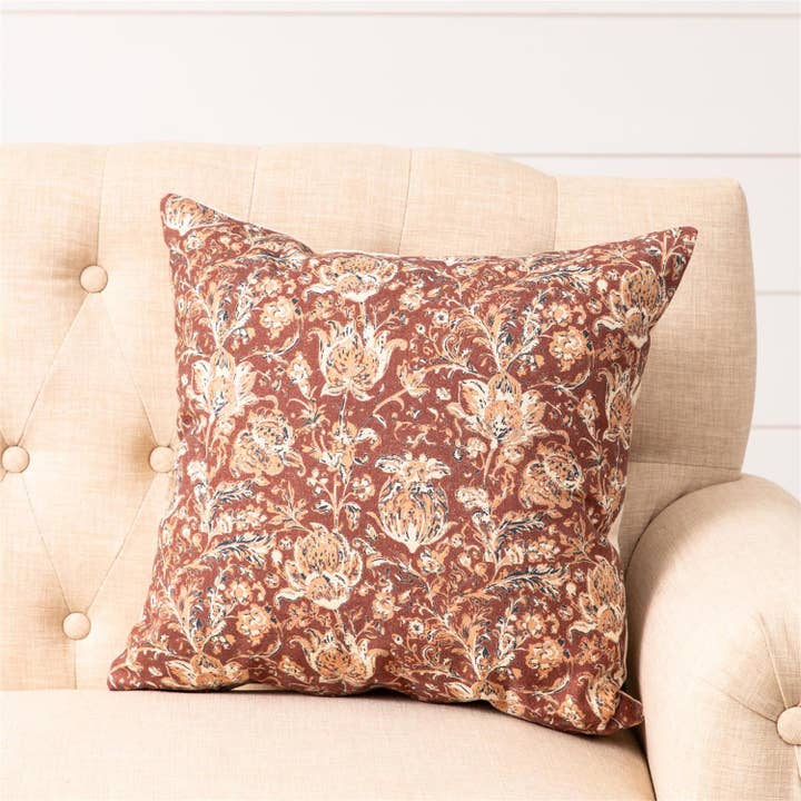 Audrey's Home & Gift - Wholesale Throw/Decorative Pillow - Pillow - Rust and Navy Block Print (PC)