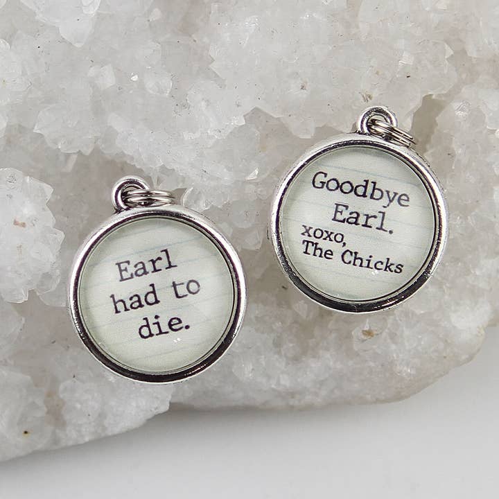 Goodbye Earl XO Lyric Double Sided Round Charm for wholesale by Jennifer Dahl Designs LLC