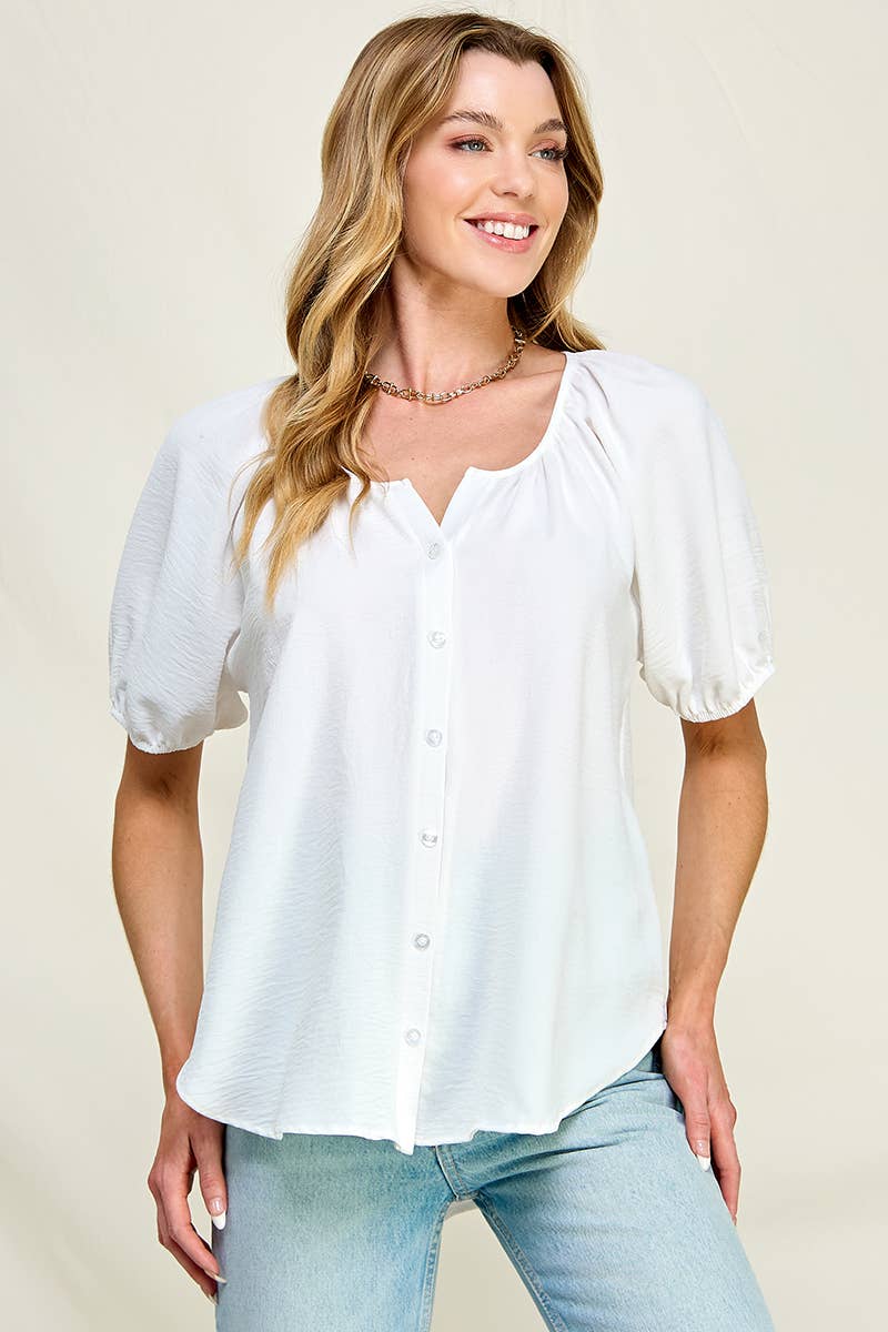 Chris & Carol Apparel - Vente Chemise à col boutonné – femme - Bouton Top-H2348T7