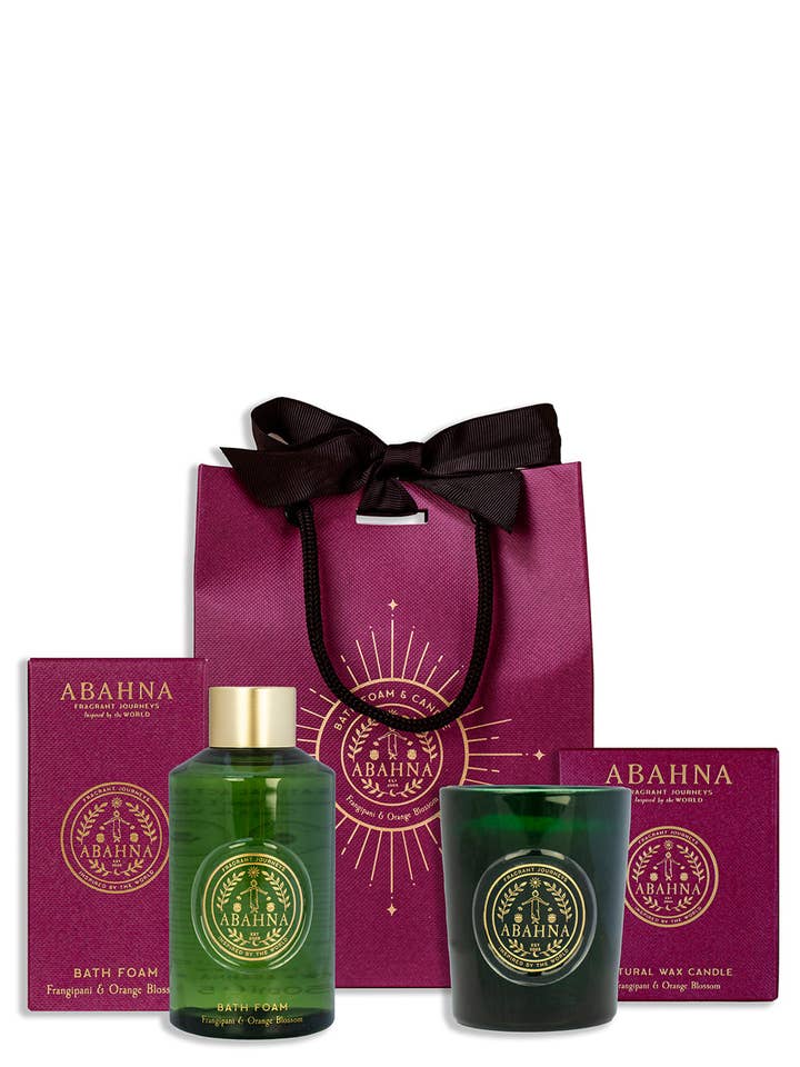 Bathe by candlelight - bath foam & candle - Frangipani & Orange Blossom for wholesale by Abahna